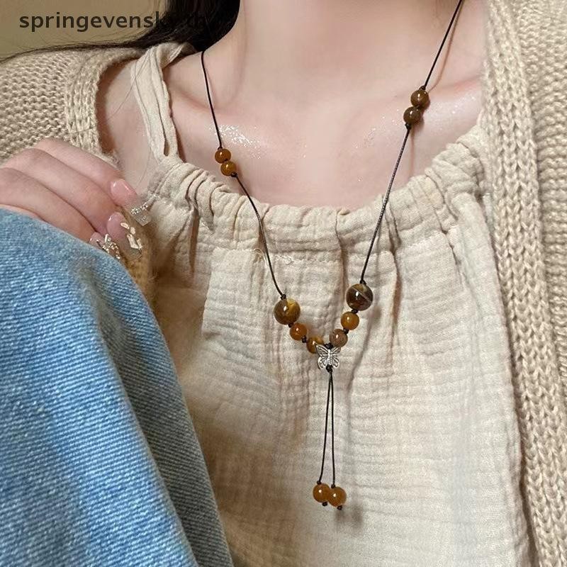 Springevensky สไตล์จีนแฟชั่น Vintage Star ผีเสื้อจี้สร้อยคอเชือกกระดูกไหปลาร้าโซ่ผู้หญิงเรียบง่ายทุกการแข่งขันเสื้อกันหนาวสร้อยคอใหม่