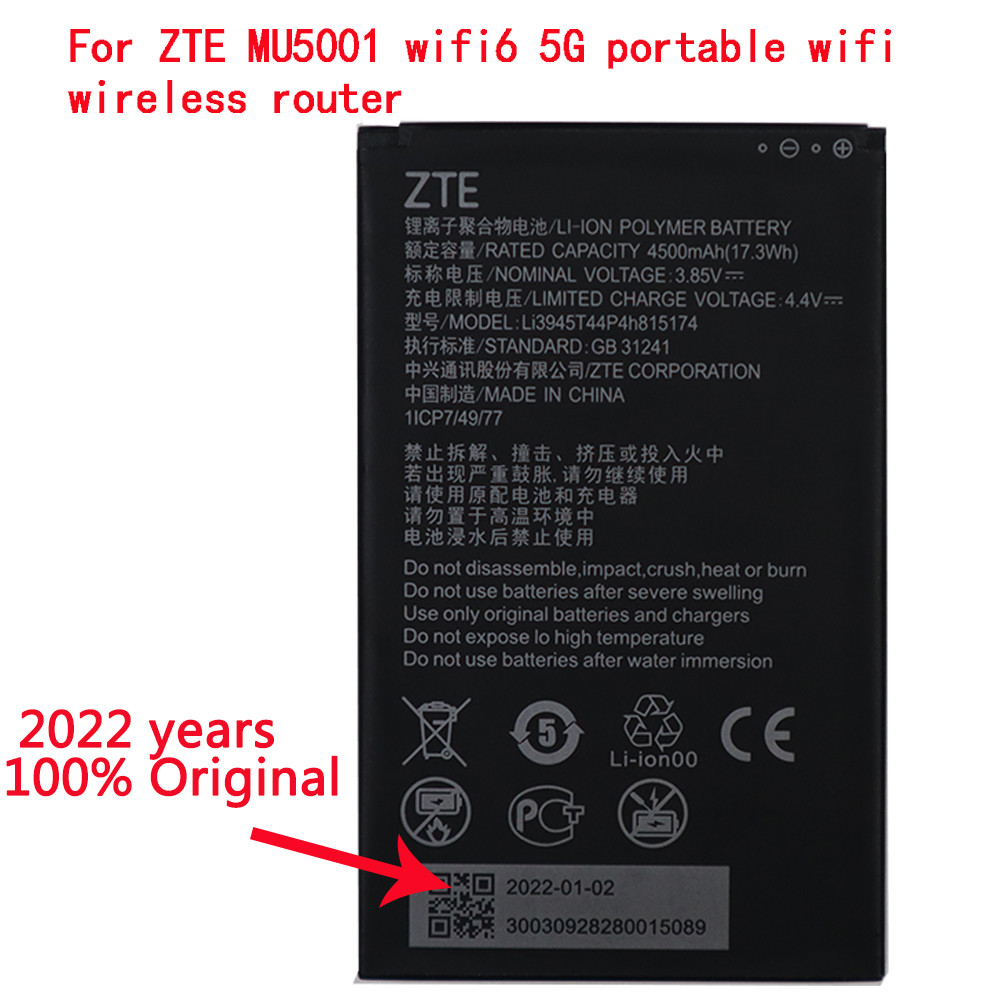 ใหม่ 3.85V nd spot 4500mAh Li3945T44P4h815174 ZTE MU5001 wifi6 5G แบตเตอรี่เราเตอร์ไร้สาย wifi แบบพก