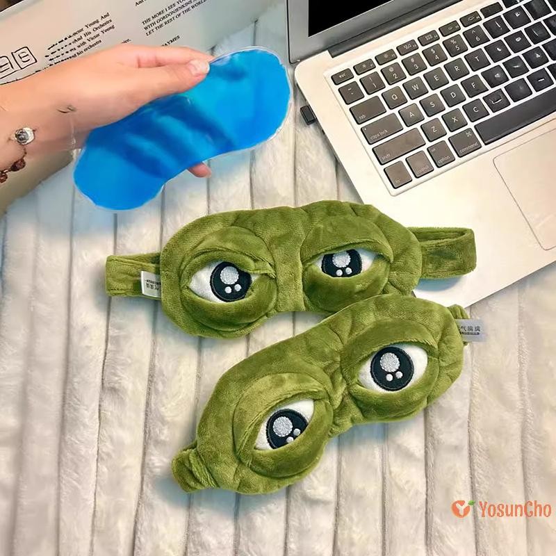 Yosunchoker] Sad Frog Sleep Mask Eyeshade Plush Eye Cover Travel Relax ของขวัญ Blindfold น่ารักแพทช์การ์ตูน Sleeping Mask สําหรับเด็กผู้ใหญ่ใหม่