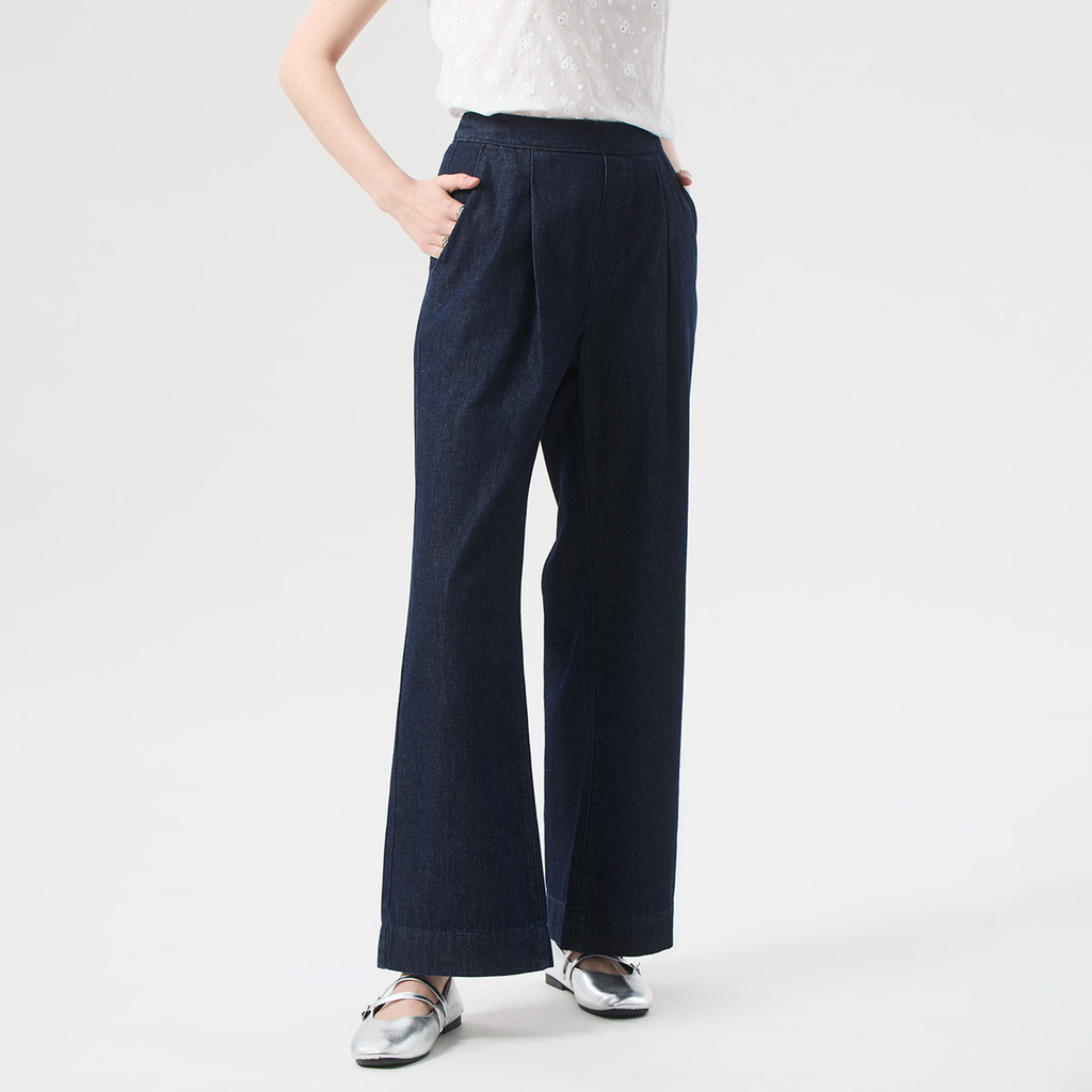EP กางเกงขายาว ทรงขาตรง ผู้หญิง สีน้ำเงิน | Straight Leg Denim Trousers | 05044