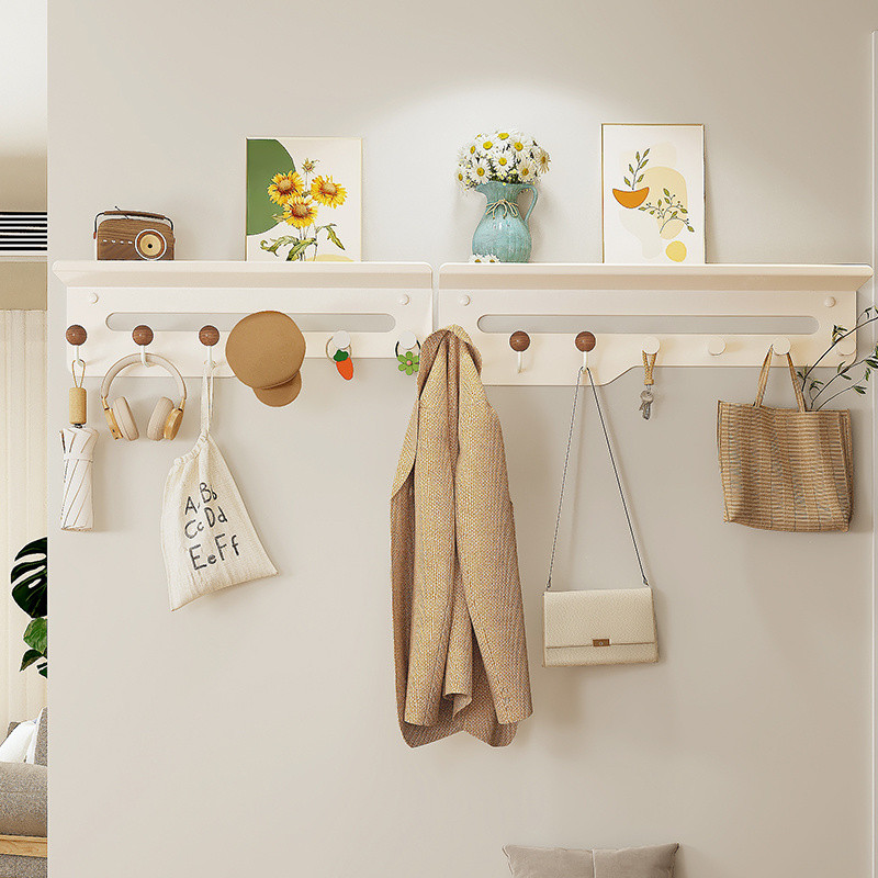 ชั้นวางของติดผนังพร้อมตะขอมัลติฟังก์ชั่ entryway ตะขอแขวนผนังตะขอเสื้อผนังแร็ค - รูปที่ 6