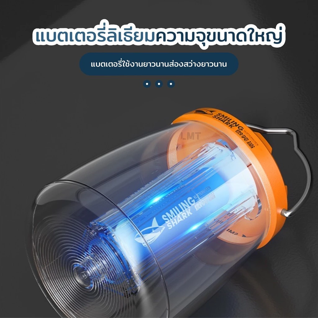 SmilingShark LY8288 ไฟแคมป์ปิ้ง ไฟขาวเหลือง 5 โหมด ชาร์จ Type-C กันน้ำ thumbnail 9