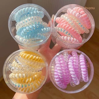 Rubuyou 4ชิ้น สายโทรศัพท์เชือกคาดผมความรู้สึกระดับไฮเอนด์สไตล์อินความยืดหยุ่นสูงหางม้า สำหรับผู้หญิงนักเรียน-ส่งเร็ว🚚