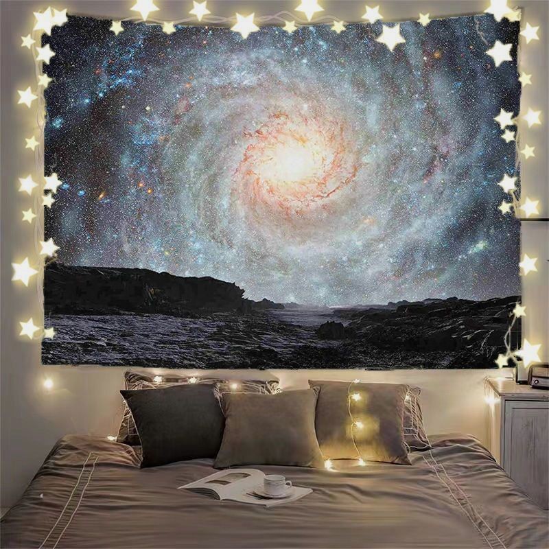 Agirl จักรวาลกาแล็กซี่ท้องฟ้าเต็มไปด้วยดวงดาวศิลปะภาพประกอบห้องตกแต่งห้องนอนพื้นหลังผ้าเปลี่ยนข้างเตียงโปสเตอร์ผ้าแขวนผ้าห่ม