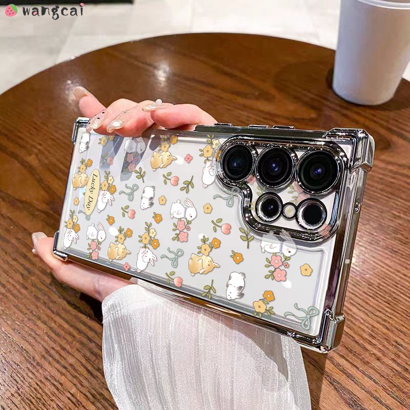 SAMSUNG สําหรับsamsung Galaxy A73 A53 A33 A36 A35 A34 A32 A23 A25 A24 4G 5Gเคสโทรศัพท์กระต่ายน่ารักกระต่ายดอกไม้Bowknot Bow Tieการ์ตูนโปร่งใสนุ่มปลอกกรณีปกหลัง