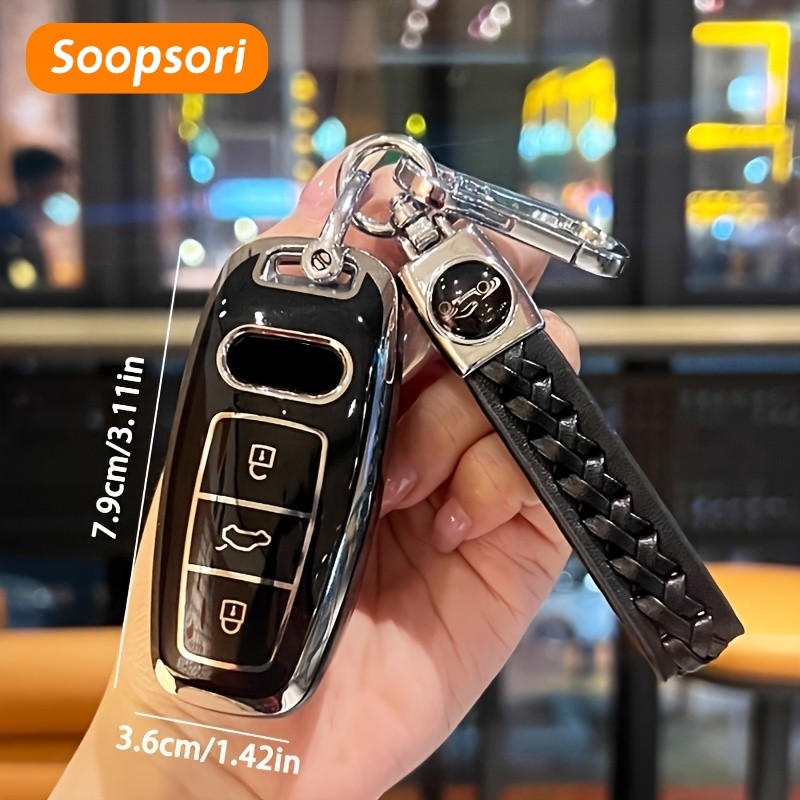 Soopsori สําหรับ Audi Key Fob ฝาครอบ, Key Case Shell ใช้งานร่วมกับ Audi A3 A6 A7 A8 E-Tron S3 S6 RS6