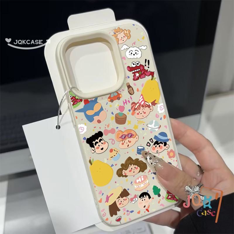 เคส ชินจัง เคสไอโฟน11 สำหรับ เคส IPhone 7Plus 11 13 12 16 15 14 Pro Max XR XS X 8Plus Max 7 16 8 Plus SE เคสหนังนิ่ม