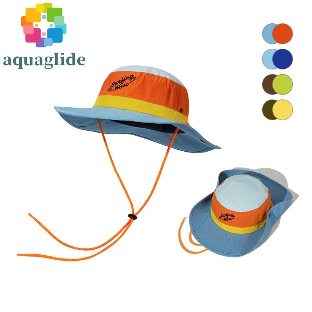 AQUAGLIDE Denim Bucket Hat, Color Matching Big Brim Western Cowboy Hat, Hiking Waterproof Sunscreen Visor หมวกชาวประมงกลางแจ้ง