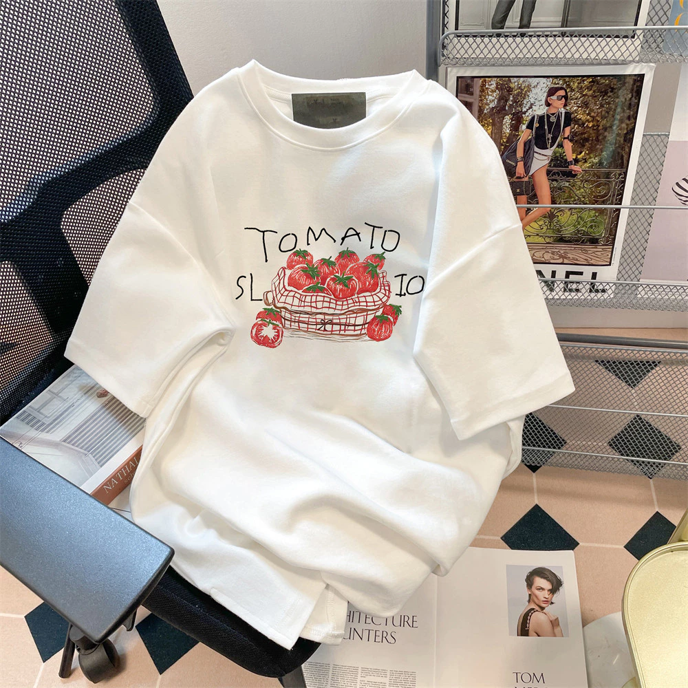 COD✅ (จัดส่งในกรุงเทพฯ) MAO Shop เสื้อยืดแขนสั้นลายมะเขือเทศใหม่ ชุดคู่รักเสื้อครึ่งแขนสุดพิเศษและสวยงาม