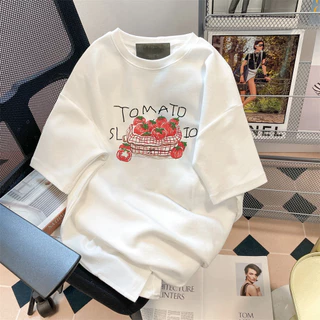 COD✅ (จัดส่งในกรุงเทพฯ) MAO Shop เสื้อยืดแขนสั้นลายมะเขือเทศใหม่ ชุดคู่รักเสื้อครึ่งแขนสุดพิเศษและสวยงาม