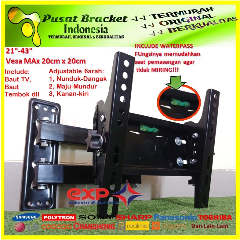 NO. 1 tv Bracket arm 19 21 24 32 40 42 43 INCH Universal 14" ถึง 43" 6 DIRECTIONS Super PREMIUM QUal