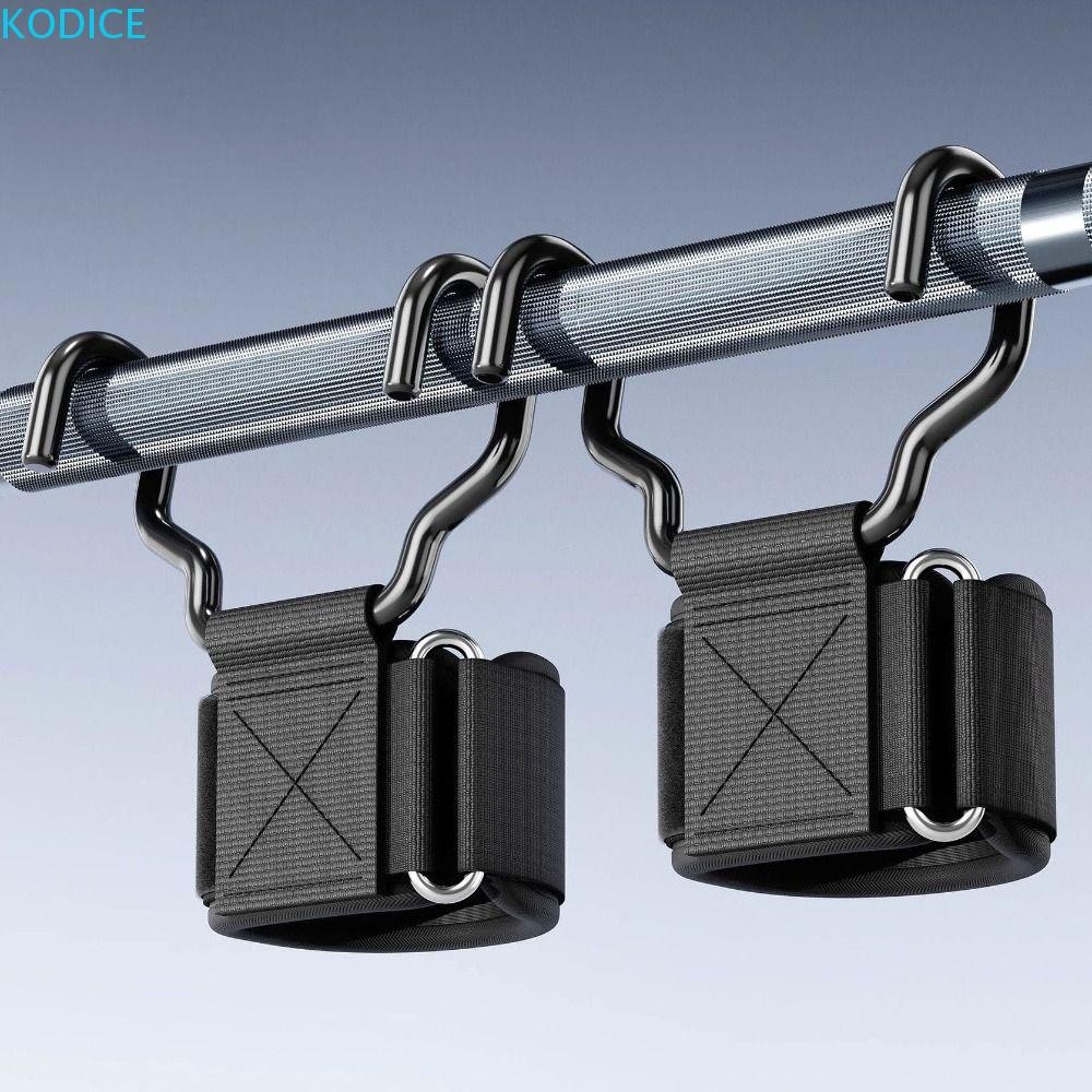 KODICE 1 PC/คู่ยกน้ําหนัก Grip Hook, Pull-up ปรับเสริม Power Wrist Guard, สายรัดข้อมือลื่นสีดํา 1 คู่ตะขอเหล็ก Grips สายรัดยกน้ําหนัก