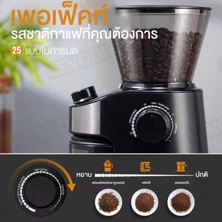 LENODI เครื่องบดเมล็ดกาแฟ แบบแบน แบบปรับได้ สีดำ 16 การตั้งค่าการบดที่แม่นยำ 2-14 ถ้วย เครื่องบดเมล็ดกาแฟไฟฟ้า