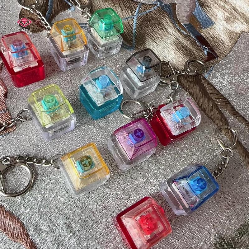 HWETR Creative Keycap พวงกุญแจ Dpression Keycap จี้คีย์บอร์ด Keyswitch พวงกุญแจแปลกกระเป๋าเป้สะพายหลังตกแต่งของขวัญใหม่