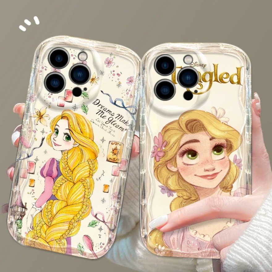 เคสใสใสเข้ากันได้สําหรับ IPhone 14ProMax 15ProMax 16Pro Max 16E 15Plus 16Plus Princess Tangled Rapun