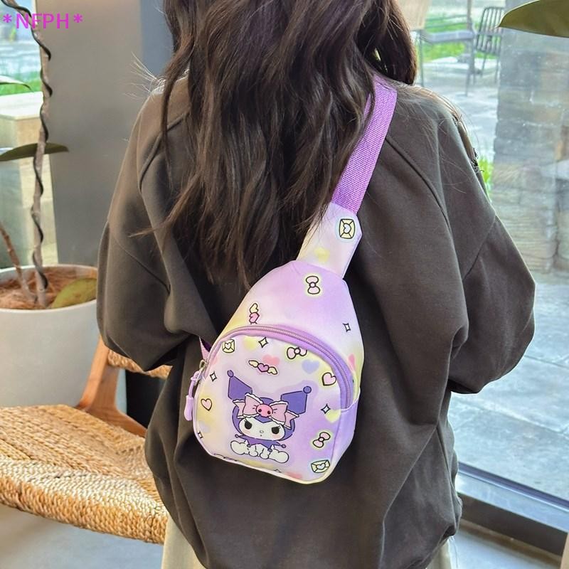 SANRIO NFPH>น่ารักSanrio Anime Fanny Pack Hello Kitty Kuromiกระเป๋าสะพายCrossbodyกระเป๋าสาวเด็กกีฬากลางแจ้งกระเป๋าเดินทางเอวกระเป๋าเด็กของขวัญใหม่
