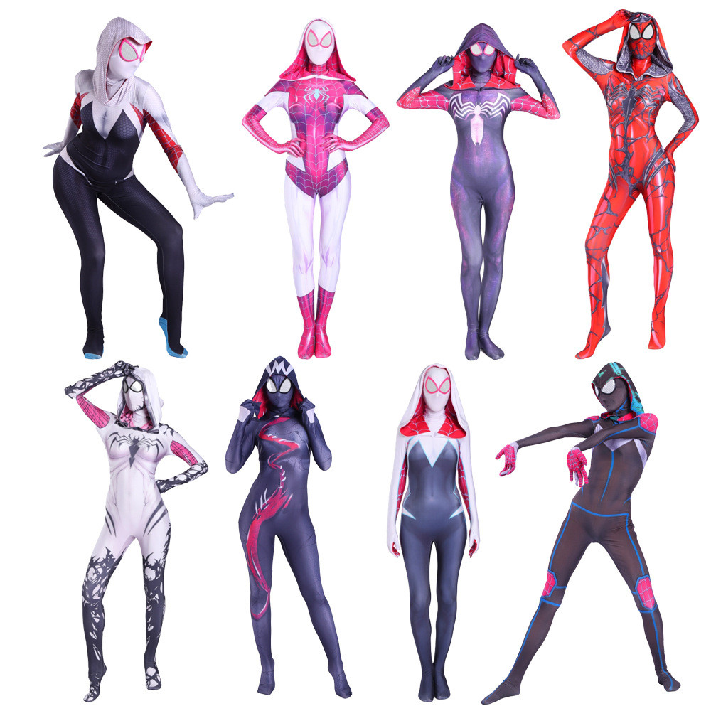 Gwen Venom Hero COS เครื่องแต่งกายฮาโลวีนพ่อแม่และลูกสไตล์เดียวกัน Tights บทบาทเล่นคอสเพลย์