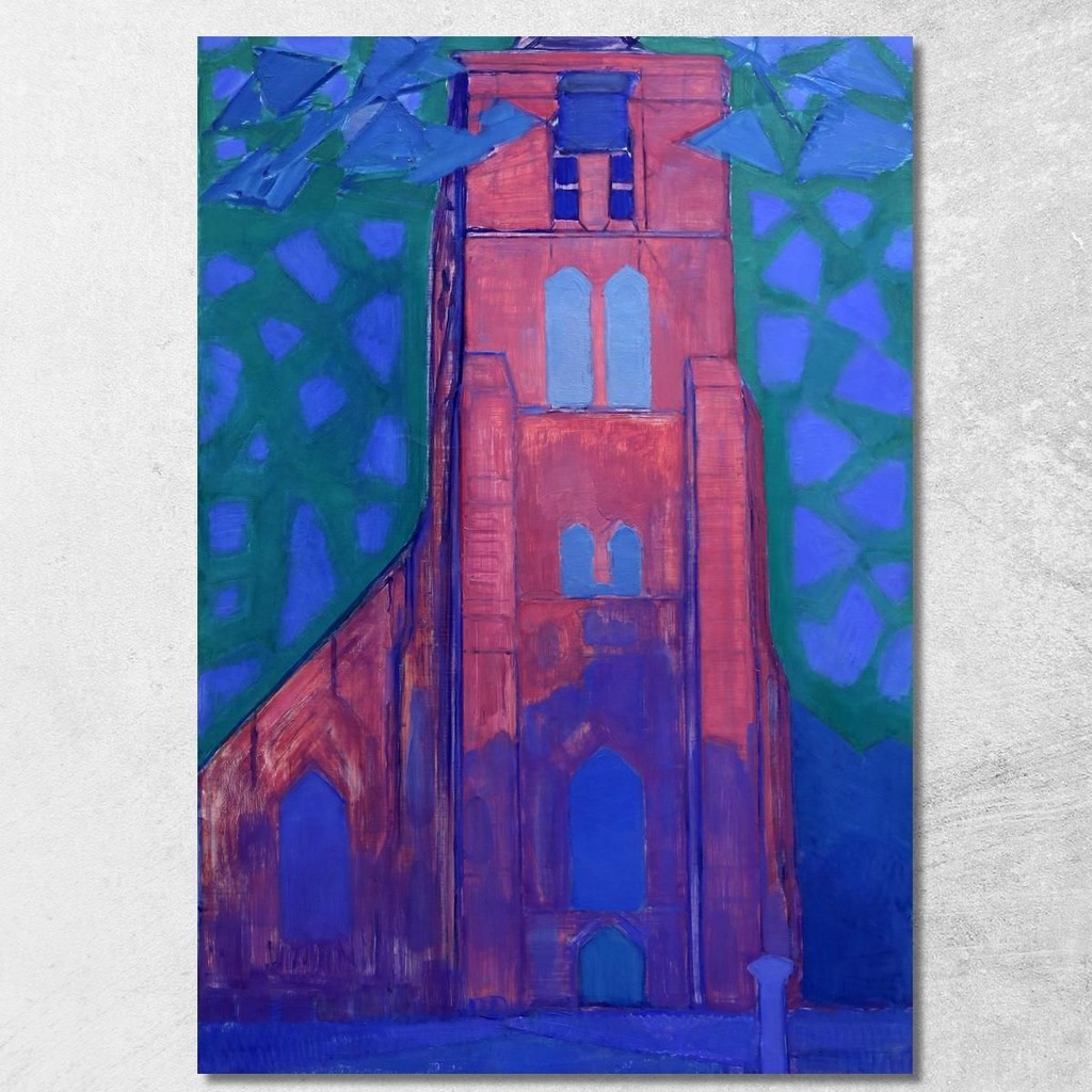 Church Tower At Domburg Piet Mondrian, pmn2 ภาพพิมพ์บนผ้าใบแคนวาส