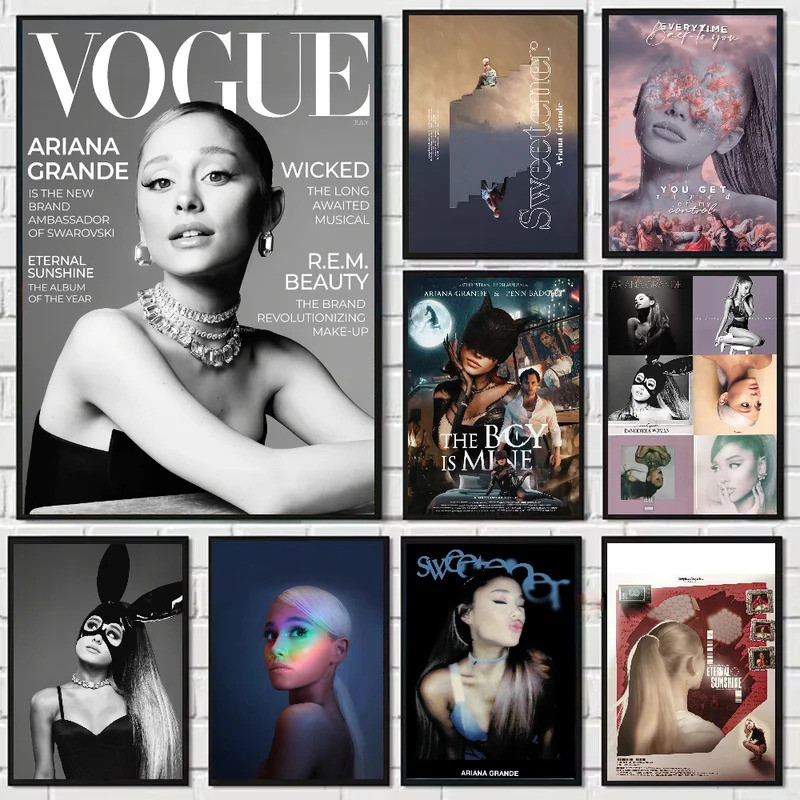 โปสเตอร์นักร้อง Ariana Grande A3 ห้องนั่งเล่นในบ้านห้องนอนบาร์ตกแต่งความงาม