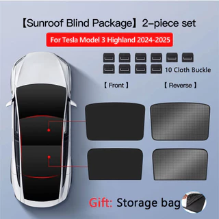 ที่บังแดดหลังคากระจก Tesla Model 3 Highland Model Y 2020-2026 ผ้าไอซ์ซิลค์ ติดตั้งด้วยตัวล็อค ป้องกันแสงแดด กระจกหลังคา Sunroof อุปกรณ์ตกแต่งรถ