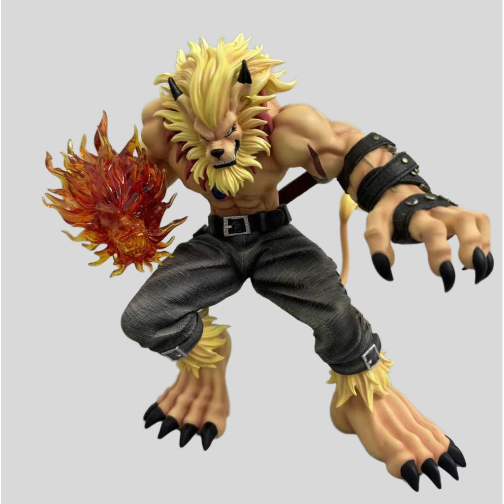 [DW] Digimon Figure Soar Leomon Statue with Flaming Fist Anime Collectible Model