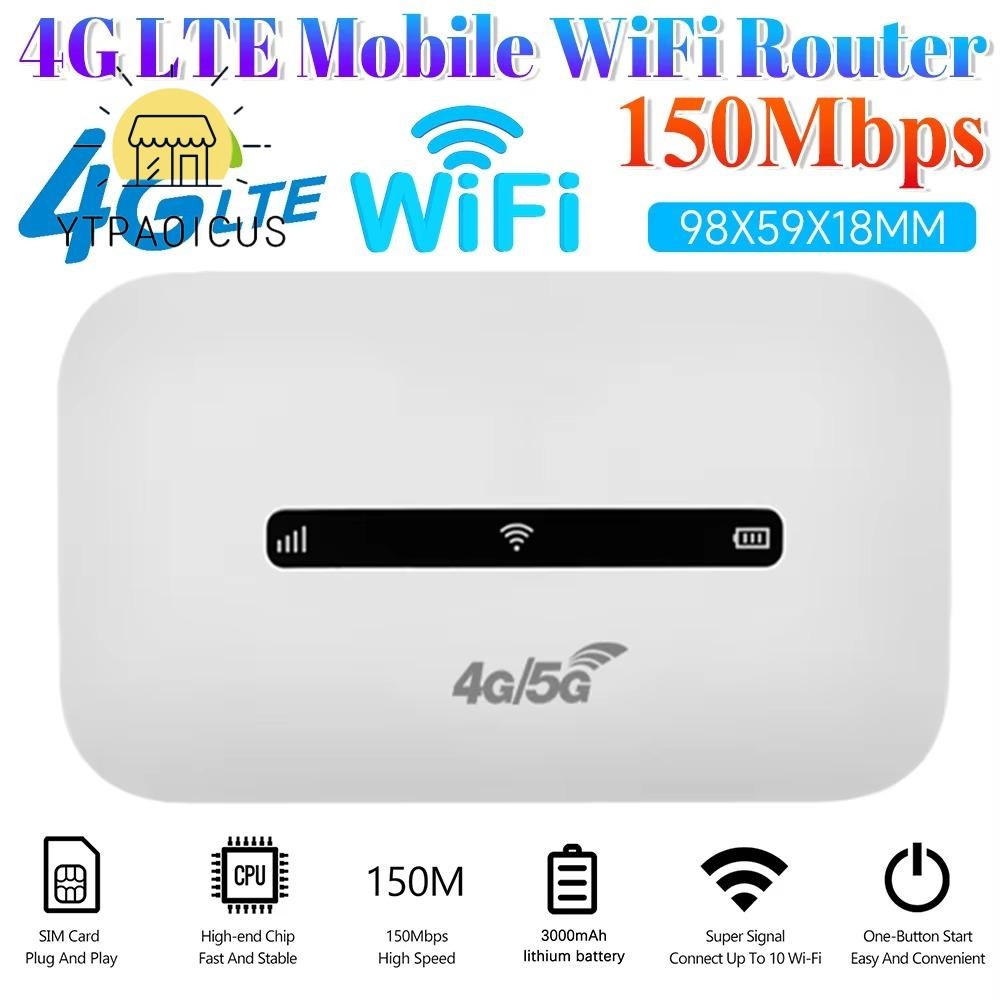 YURUYI 4G LTE Access Point Router, Mini Universal Sim Card Pocket WiFi Router, แบบพกพา 150Mbps 3000m