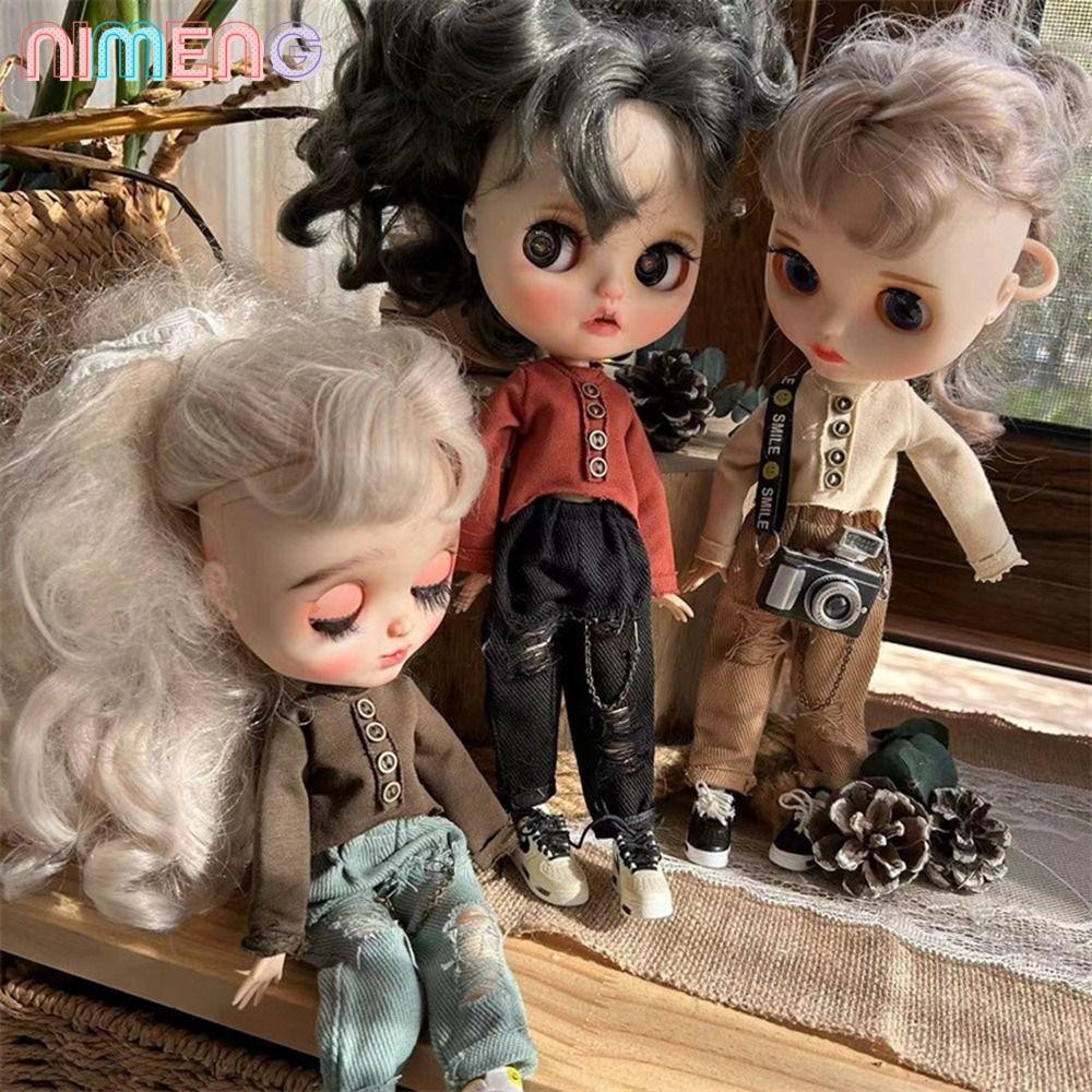 NIMENG Casual Top, DIY เสื้อยืดแฟชั่นกางเกง,น่ารัก Mini Denim กางเกงสําหรับตุ๊กตาบลายธ์สําหรับ OB22 