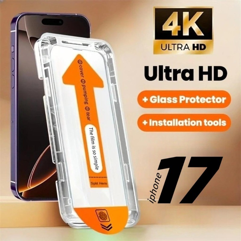 4K Ultra HDกระจกนิรภัยสําหรับiPhone 17 Pro Max Air 16e Plus 16 15 14 13 12 11 Promaxกันกระแทกติดตั้งง่ายหน้าจอป้องกัน