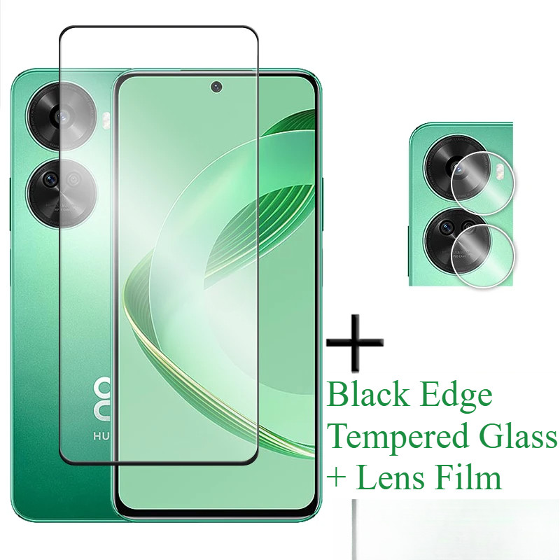 3D Full Cover Screen Protector สําหรับ Huawei nova 3 3e 4 4e 5 5i 5t 5z 6 7 7i Pro Youth SE 5G สีดํา