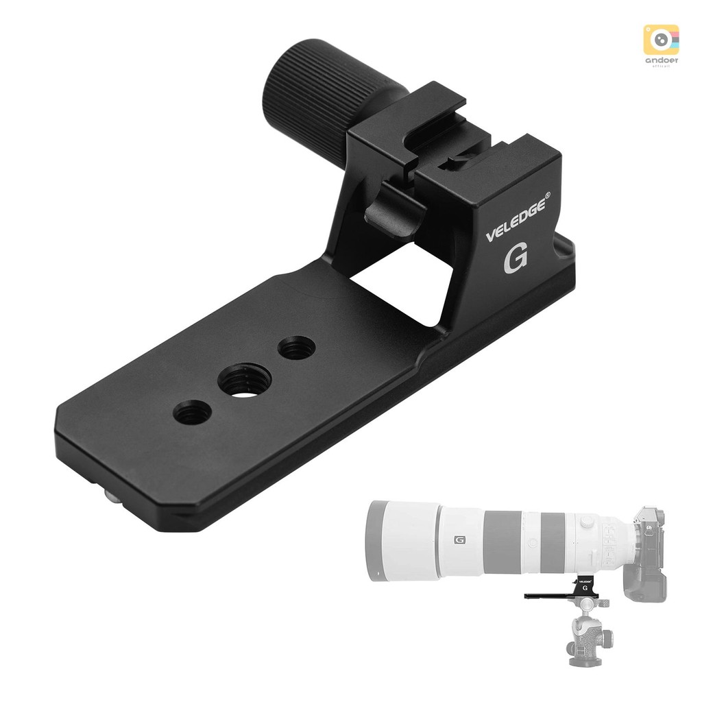 Veledge เลนส์ขาตั้งกล้อง Mount Bracket ผู้ถือฝาครอบเลนส์เปลี่ยนขาตั้งเท้าอะแดปเตอร์อลูมิเนียม 1/4 นิ้ว 3/8 นิ้วด้าย Arca-Swiss Quick Release แผ่นฐานด้านล่าง Compati