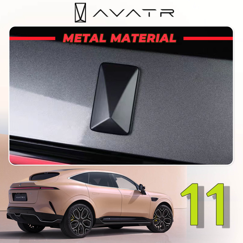 avatr 11 สีดําดัดแปลงโลหะโลโก้รถปกการติดตั้ง กระโปรงหลังรถ ตกแต่งสติกเกอร์รถที่ไม่ซ้ํากันสีดําซามูไรโลโก้