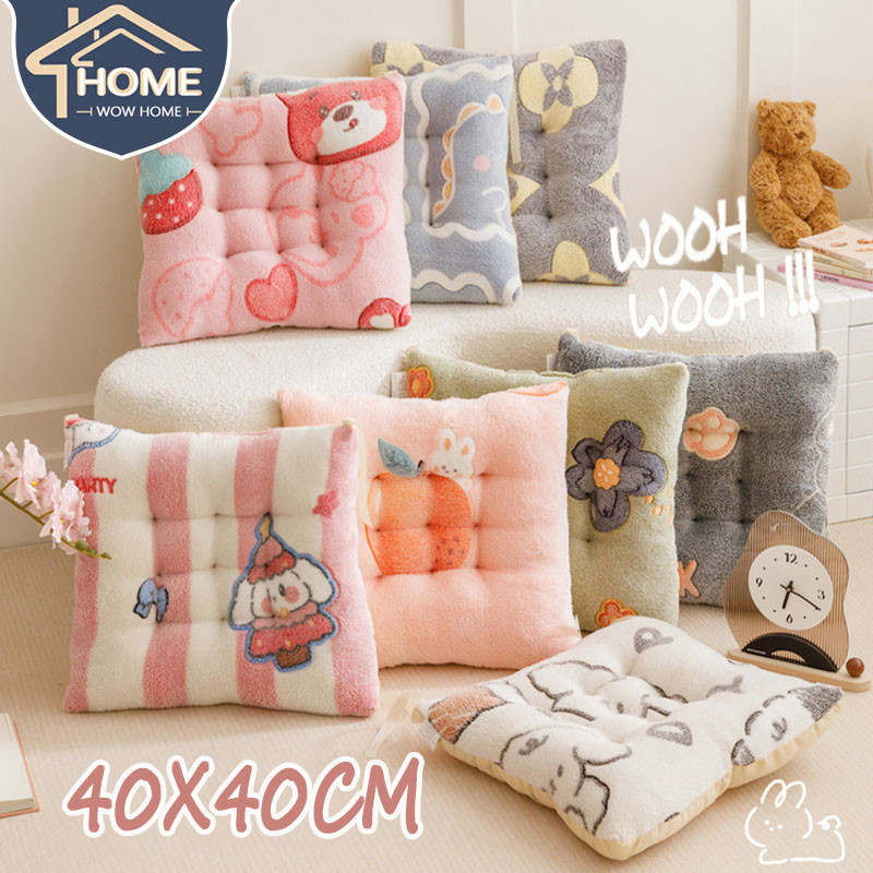 <COD> เบาะรองนั่ง 40x40cm เบาะรองนั่งทรงสีเหลี่ยม นุ่มสบาย พร้อมเชือกคล้องเก้าอี้ ลายการ์ตูนน่ารัก สําหรับตกแต่งบ้าน