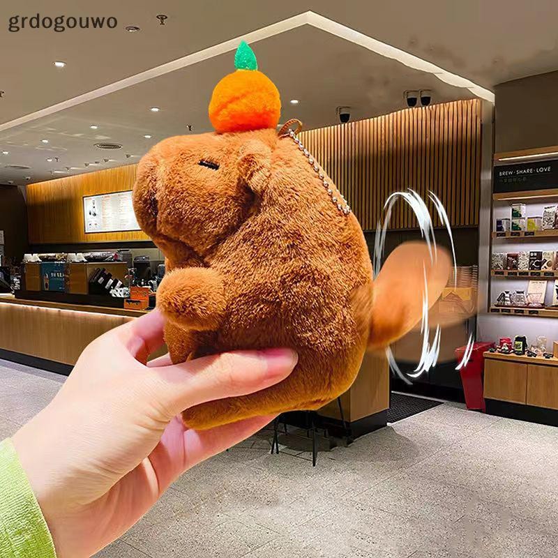 Grdog Kawaii Capybara Wagging หางตุ๊กตาของเล่นการ์ตูนตุ๊กตาสัตว์พวงกุญแจน่ารักกระเป๋าจี้กุญแจรถ Holdr สําหรับของขวัญวันเกิด th