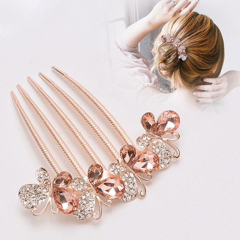 COD แทรกหวีอุปกรณ์เสริมผมผู้ใหญ่ผีเสื้อ Rhinestone กิ๊บผมผู้หญิงอุปกรณ์เสริม-a.one