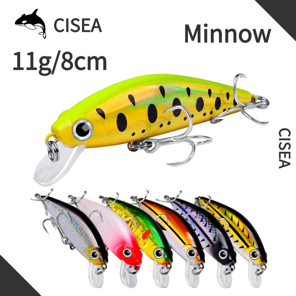 CISEA F8 minnow 11g/8cm เหยื่อจิ๊ก เหยื่อยาง ปลา เหยื่อ lure mino