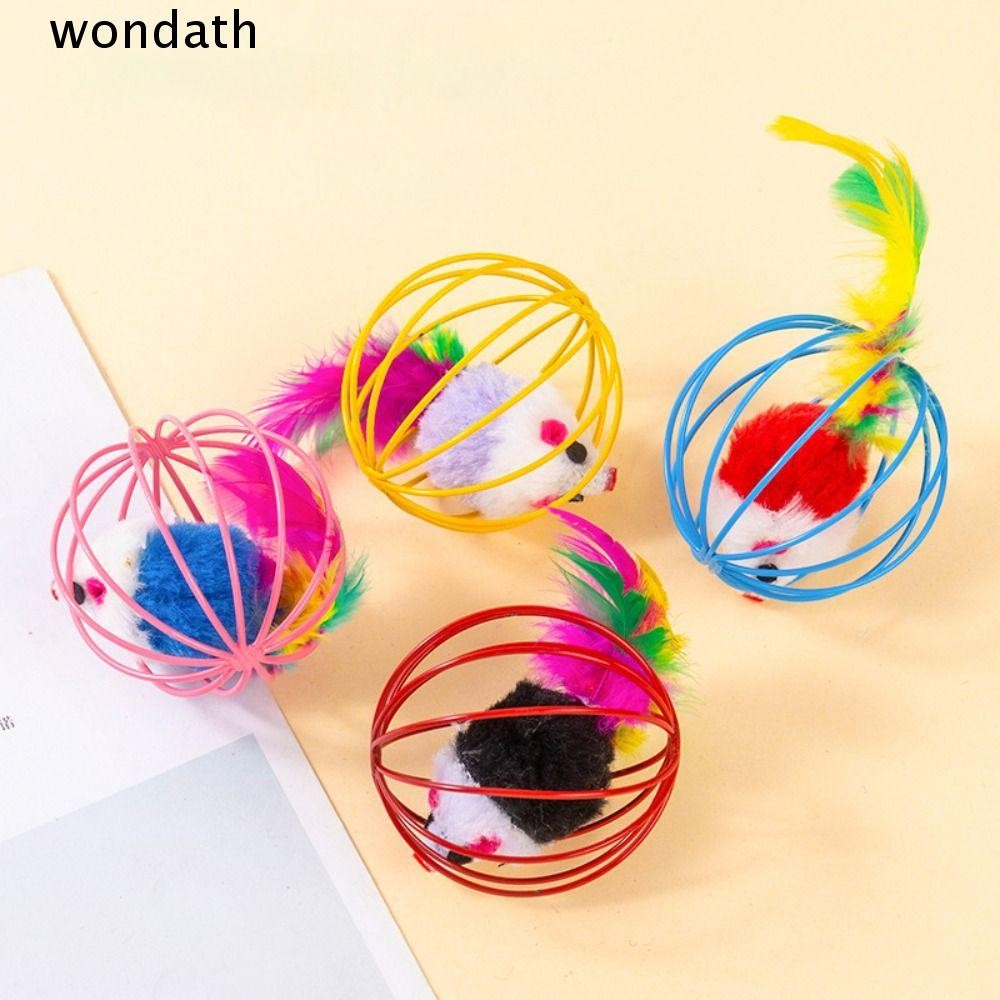 Wonda ของเล่นโต้ตอบลูกแมว, ของเล่นแมวพลาสติกตลก, กรงหนูสีสุ่มที่มีสีสันแมว Teaser ของเล่นสุนัข