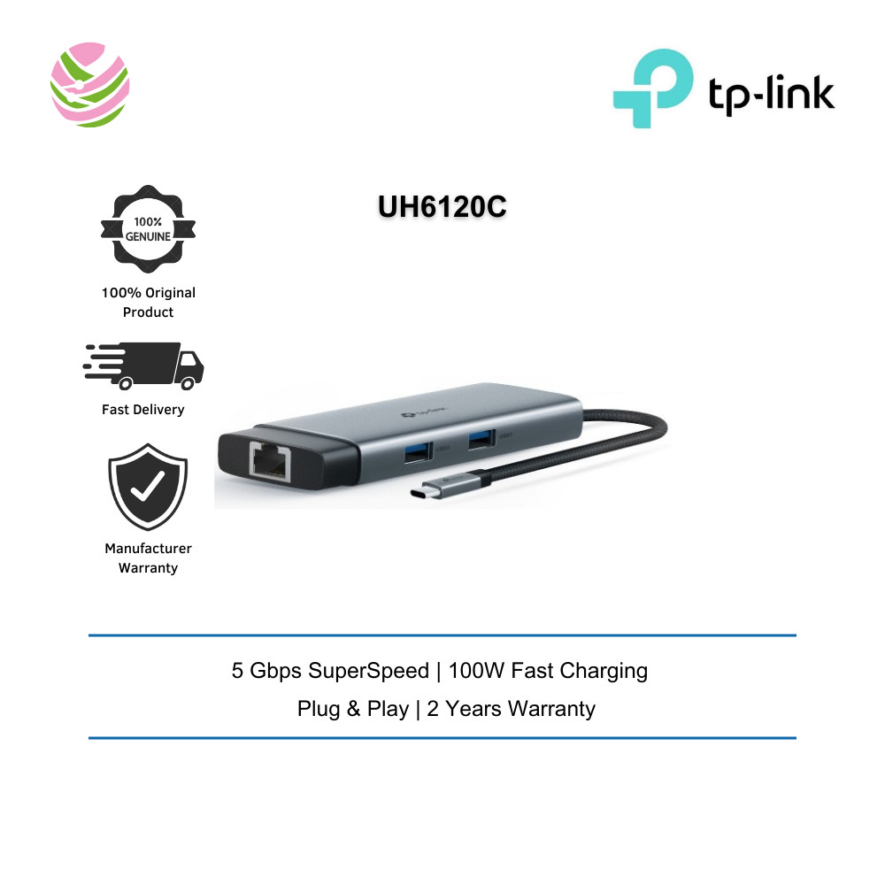 TP-Link USB UH6120C Type-C 6-Port Hub จอแสดงผลสื่อความละเอียดสูงพิเศษ