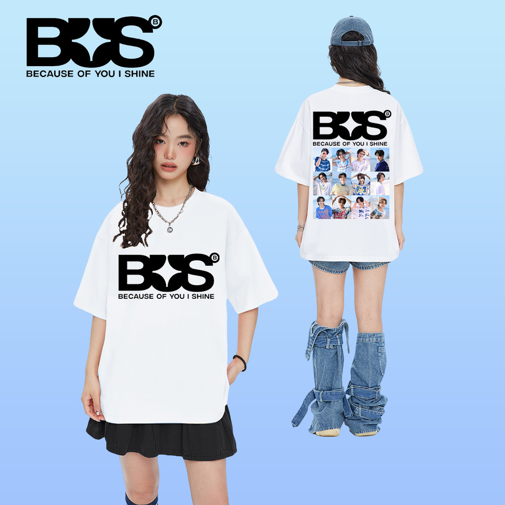 ใหม่ (พร้อมส่ง)เสื้อ BUS because of you i shine T-shirt ผ้าCotton 100% ชาย ใส่สบาย ไม่หด ไม่ย้