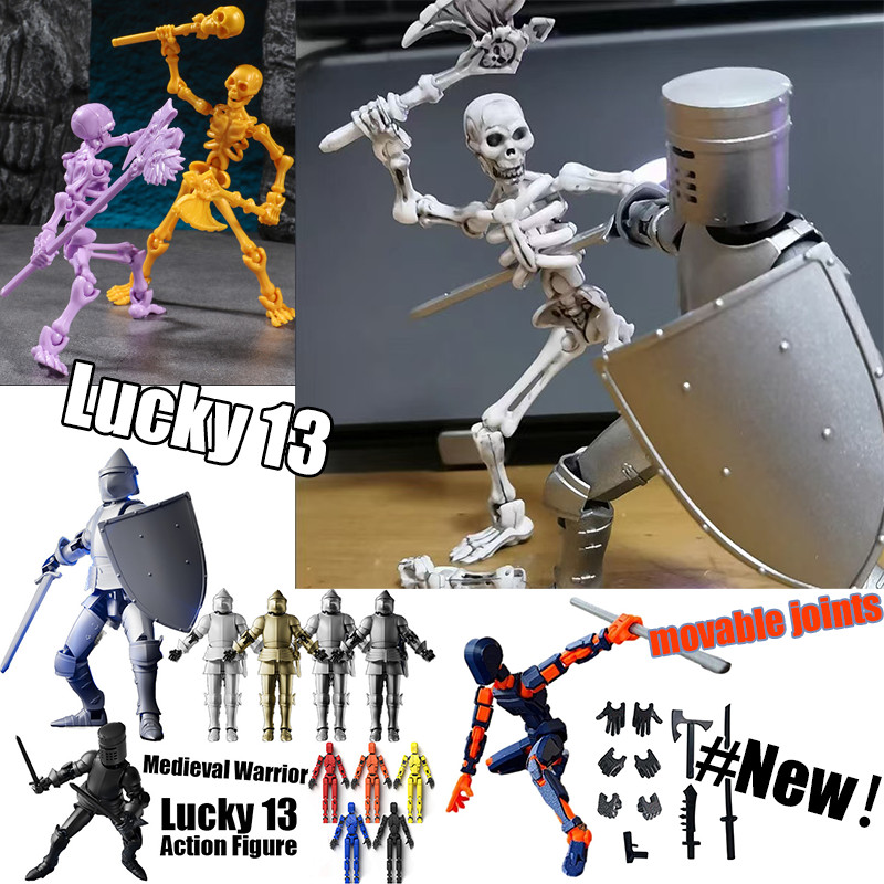 Knight VS Skeleton joint Man Dummy 13 Action Figure Skeleton Man Trick รุ่น movable joints All SaintsDay Lucky 13 Action Figure ประกอบของเล่นเด็กของขวัญ