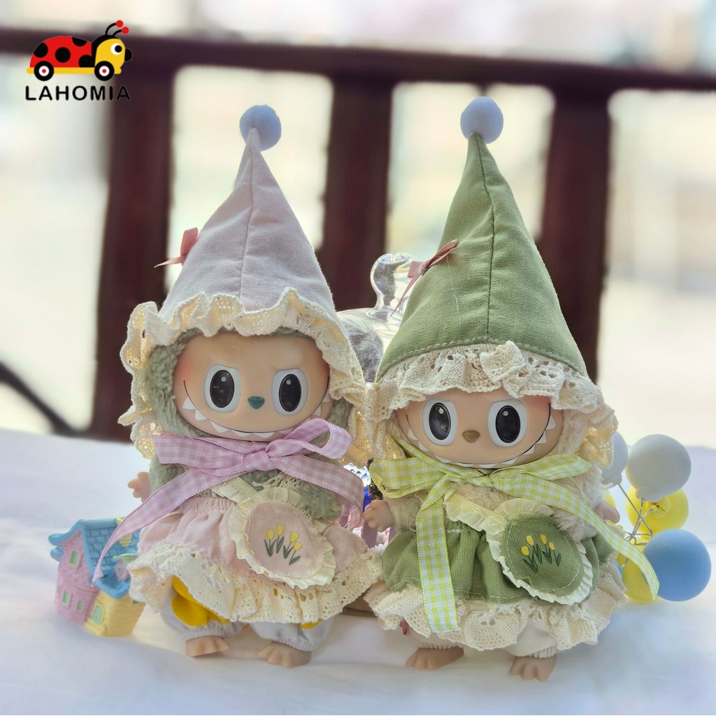 Lahomia ชุด labubu macaron 17 ซม.Christmas ชุดสูทเสื้อผ้าตุ๊กตา