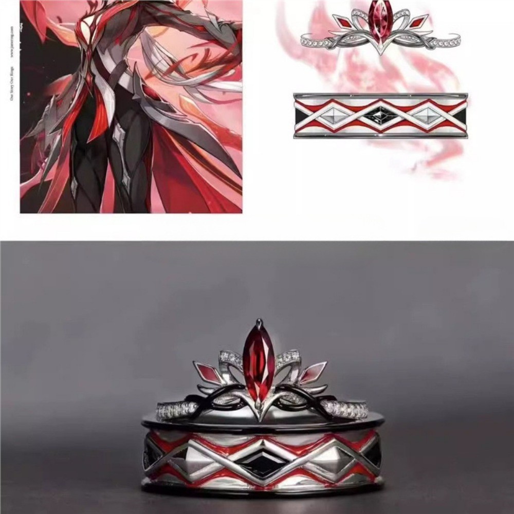 อะนิเมะเกมgenshin ImpactแหวนFurina Nahida Arlecchino Neuvilletteแฟชั่นคู่แหวนฮาโลวีนManผู้หญิงCospla