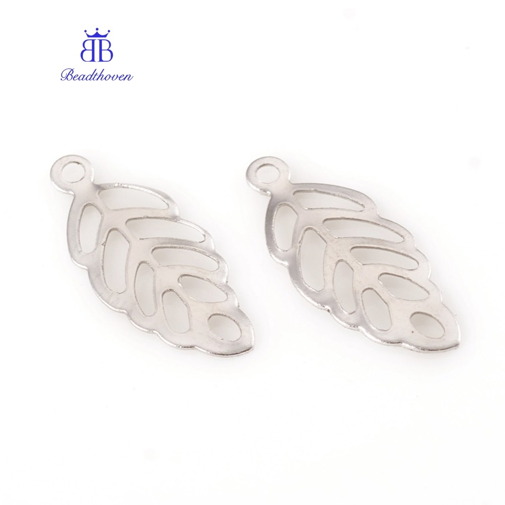 20 ชิ้น Tarnish ทน 304 จี้สแตนเลสเลเซอร์ตัดใบสแตนเลสสี 13x5x0.3 มม.รู: 1 มม.