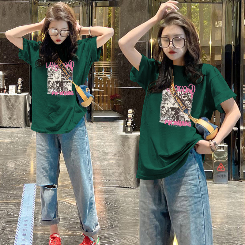 COD✅ (จัดส่งในกรุงเทพฯ) MAO Shop เสื้อยืดสีเขียวเข้มใหม่ oversize เสื้อยืดผู้หญิง ผ้าฝ้าย 100% S-3XL  #56110 ราคาถูก Shopee Lazada