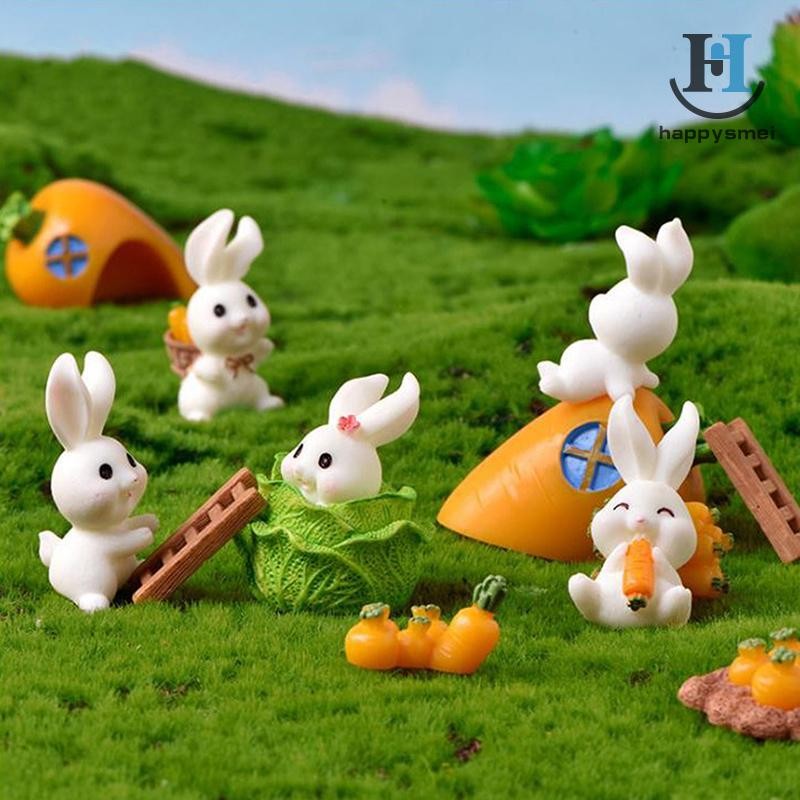 [GA] ตุ๊กตากระต่ายภูมิทัศน์ไมโคร DIY ตกแต่งบ้านขนาดเล็ก Fairy Garden Decor TH