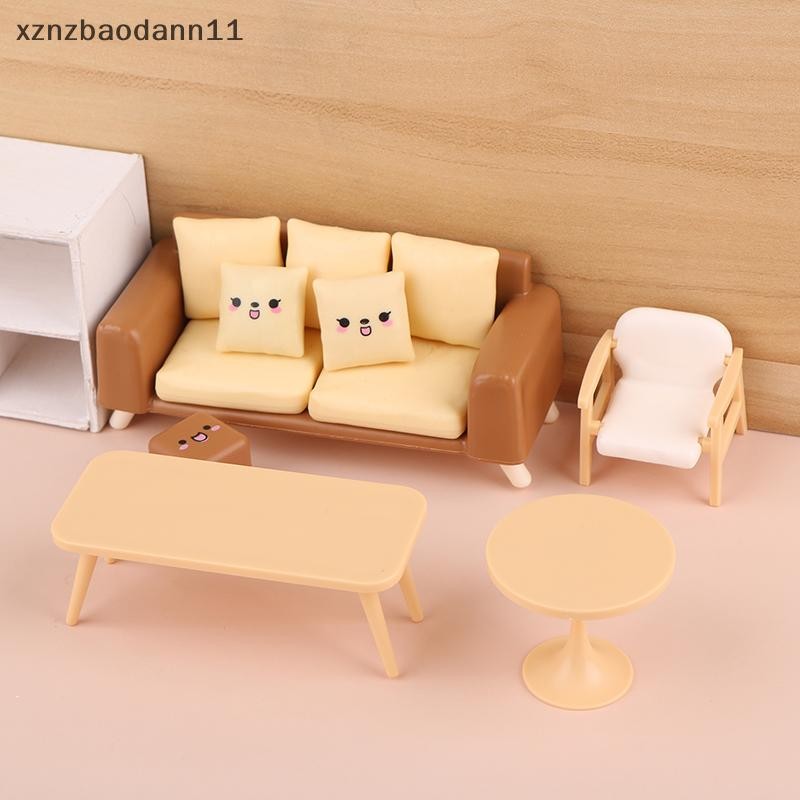 [xznm] 1/12 ตุ๊กตามินิโต๊ะน้ําชาเก้าอี้โซฟารุ่นตุ๊กตาห้องนั่งเล่นตกแต่งตุ๊กตาอุปกรณ์เฟอร์นิเจอร์บ้าน อืม