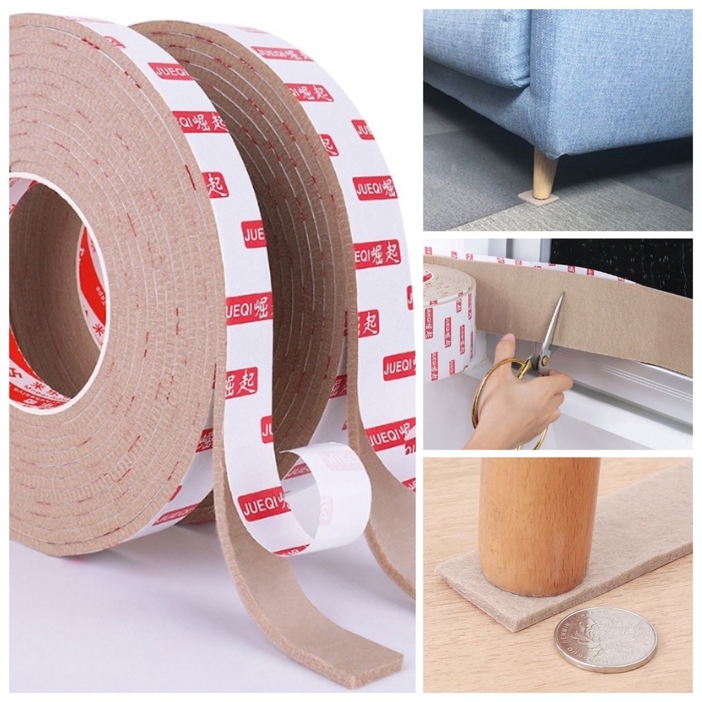 💎 เทป สักหลาด พรีเมี่ยม ผ้าสักหลาด แบบม้วน กาวในตัว เก็บเสียง ซับน้ำ ลดแรงกระแทรก รองขาเก้าอี้ โต๊ะ โซฟา รุ่นอัพเกรด 💎