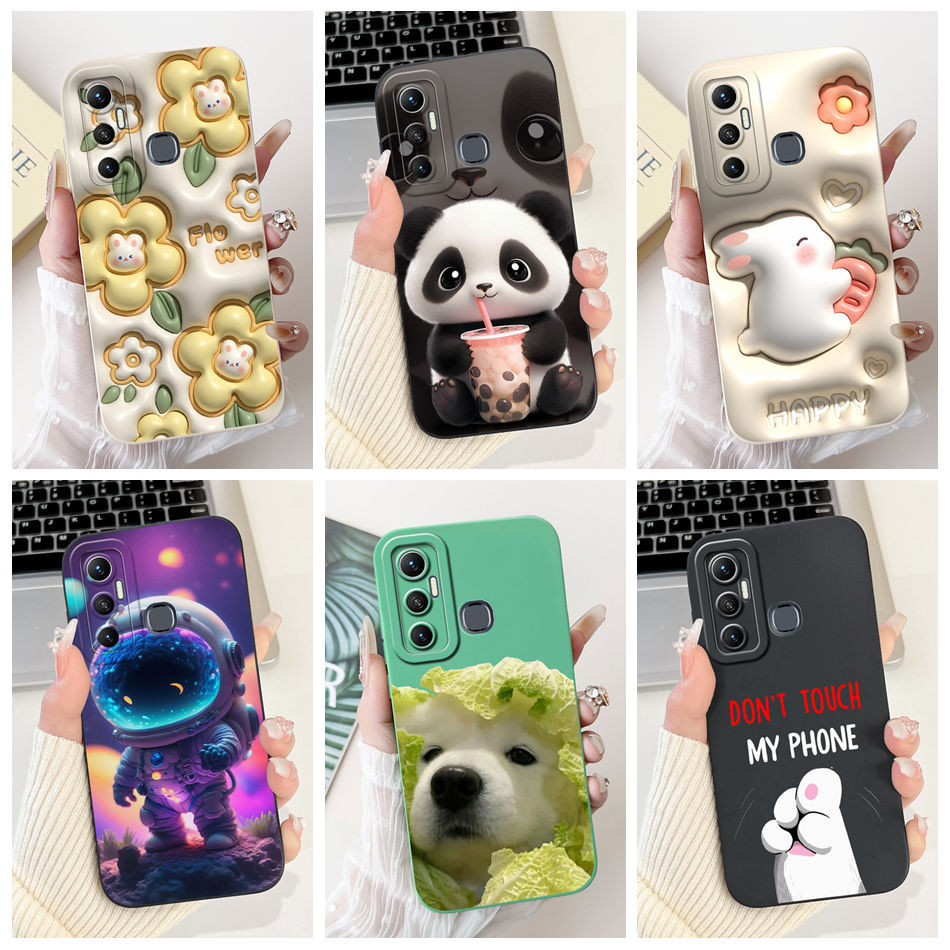 Infinix Hot 11 X662 X662B เคสซิลิโคนอ่อนนุ่มการ์ตูนแพนด้าน่ารัก Infinix Hot11 เคสป้องกันเลนส์
