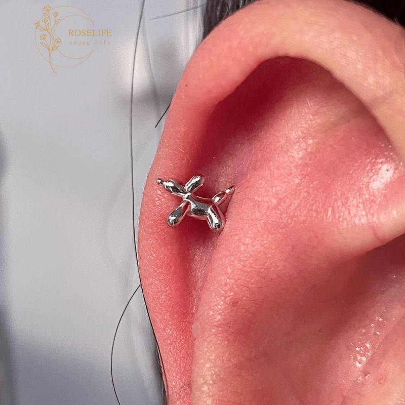 Roselife เกาหลี S925 เงินบอลลูนสุนัขสตั๊ดต่างหูผู้หญิงทุกวันสวมใส่ Pick ฟรี Pierced หูเครื่องประดับอุปกรณ์เสริม