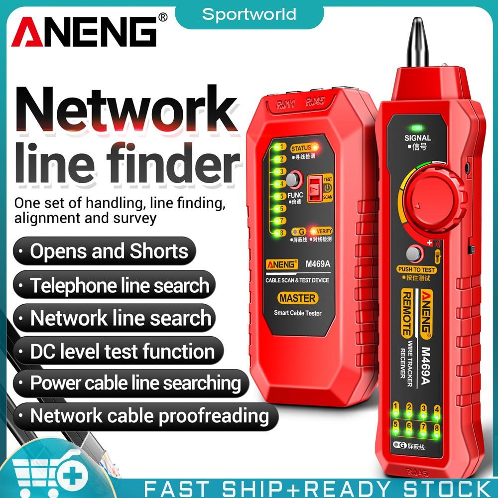 ANENG M469A เครื่องวิเคราะห์เครือข่ายสายเคเบิล RJ45 RJ11 เครื่องทดสอบสายเคเบิล ตัวรับสัญญาณ ตัวติดตามสายไฟ