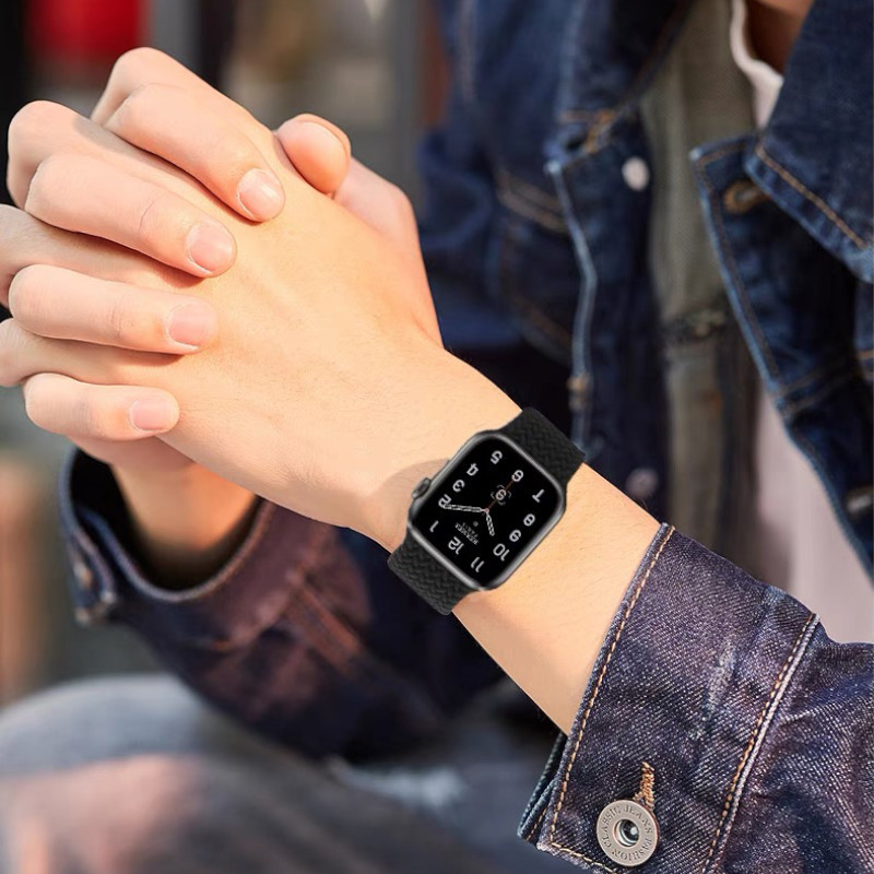 สายยางยืดไนลอน For IWatch Apple Watch Ultra 3 2 Series 11 10 9 8 7 5 6 4 3 SE 49มม 45มม 46มม 44มม 42มม 40มม 38มม เทปถัก ราคา ถูกที่สุด ดีลบีเคเค แกลเลอรีภาพที่ 3